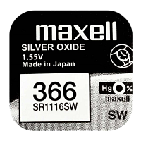 Батарейка Maxell 365/366 BL1 Silver Oxide 1.55V 0%Hg (1/10/100)