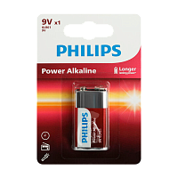 Батарейка Philips Power Крона 6LR61 BL1 Alkaline 9V (1/12/24)