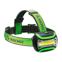 Фонарь налобный Космос H3WCOBLED 3W COB от батареек 3 режима зеленый (1/24/96)