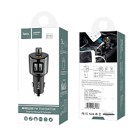 Автомобильное З/У HOCO E19 2USB 2.4A с FM-трансмиттером серый (1/21/126)