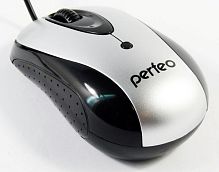 Мышь проводная Perfeo PF-17 классическая USB черный серебряный