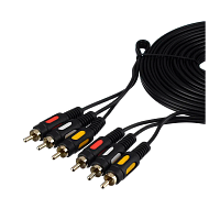 Кабель GoPower 3xRCA (m)-3xRCA (m) 5.0м ПВХ черный Premium Zip-Lock c подвесом (1/50)