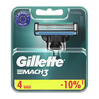 Сменные кассеты Gillette MACH3 (RUS) 3 лезвия 4шт. (цена за 1 шт) (4/40)