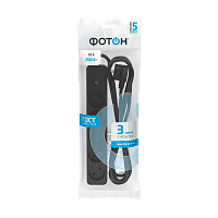 Удлинитель Фотон 10-35S 5р.Б/З 10A 3.0м с выкл. ПВС 2x0.75мм² черный (1/20)