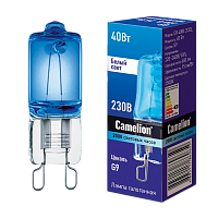 Лампа галогенная Camelion G9 40W 3500К 220-240V капсула прозрачная (1/5/100)