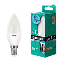 Лампа светодиодная Camelion C35 E14 5W 4500К 170-265V свеча матовая (1/10/100)