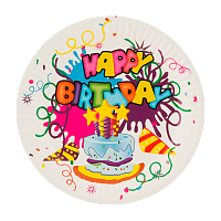 Набор бумажных тарелок "Happy Birthday" 18см 6шт. (1/12/300)