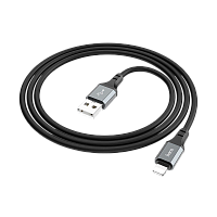 Кабель HOCO X86 USB (m)-Lightning (m) 1м 3.0A силикон черный (1/360)