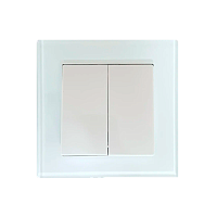 Выключатель Прогресс Glass 2-клав.10A ABS + Керамика белый (1/10/100)