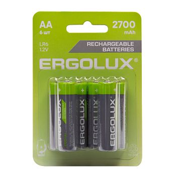 Аккумулятор бытовой Ergolux HR6 AA BL6 NI-MH 1.2V 2700mAh 