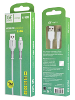 Кабель GFPower 42M USB (m)-microUSB (m) 1.0м 2.4A TPE белый (1/200/800)