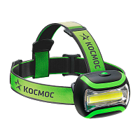 Фонарь налобный Космос H3WCOBLED 3W COB от батареек 3 режима зеленый (1/24/96)