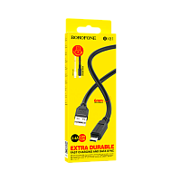 Кабель Borofone BX81 USB (m)-microUSB (f) 1м 2.4A ПВХ черный (1/360)