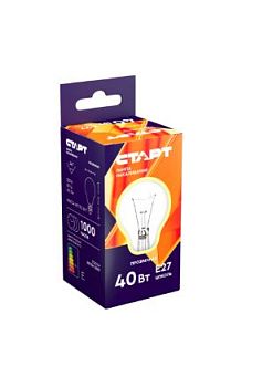 Лампа накаливания Старт E27 40W 220-240V груша Б прозрачная (1/100)