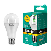 Лампа светодиодная Camelion A60 E27 13W 3000К 170-265V груша матовая (1/10/100)