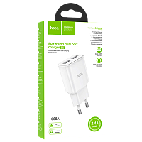 Сетевое З/У HOCO C88A 2USB 2.4A белый (1/12/120)