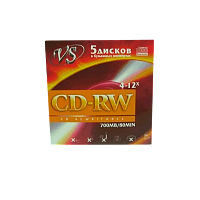 Диск CD-RW VS 700MB 4-12x 5шт. в конверте (5/250)