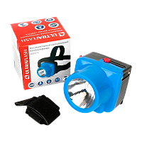 Фонарь налобный Ultraflash LED5375 1W 1LED от аккумулятора IP43 синий (1/180)