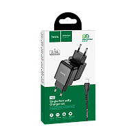 Сетевое З/У HOCO N2 1USB 2.0A с кабелем Lightning черный (1/13/130) 