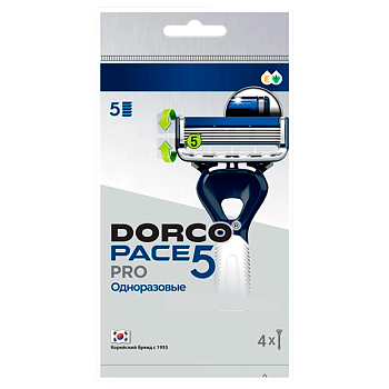 Бритва одноразовая DORCO "PACE5 PRO" 5 лезвий с триммером 4шт. (1/12)