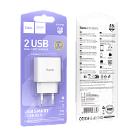 Сетевое З/У HOCO C141A 2USB 2.1A белый (1/36/216) 