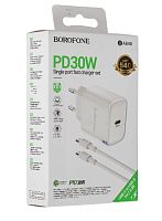 Сетевое З/У Borofone BA84A Type-C 30W PD,QC с кабелем Type-C белый 