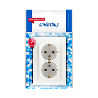 Розетка Smartbuy 2-местная с заземлением 16А белая, керамика "Венера"