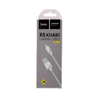 Кабель HOCO X6 USB (m)-microUSB (m) 1м 2.4A ПВХ белый (1/30/300)