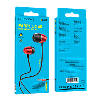 Наушники внутриканальные Borofone BM57 с микр. красный (1/76/304)