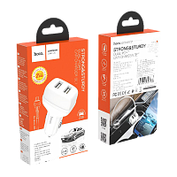Автомобильное З/У HOCO Z36 2USB 2.1A с кабелем microUSB белый (1/14/140)