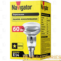 Лампа накаливания зеркальная Navigator E14 60W 230V рефлектор (1/10/100)