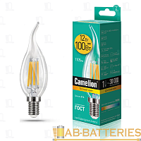 Лампа светодиодная филамент Camelion CW35 E14 7W 4500К 172-265V свеча на ветру прозрачная (1/10/100)