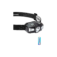 Фонарь налобный Космос 517B 2WLED+кр.свет от батареек 1хАА IP54 5 режимов черный (1/30/240)