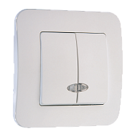 Выключатель Makel Lillium Natural 2-клав.10A пластик с подсветкой белый 55023 (1/12)