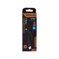 Кабель GoPower GP21T USB (m)-Type-C (m) 1.0м 3.0A 27W силикон черный (1/200/800)