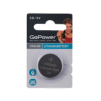 Батарейка GoPower CR2430 BL1 Lithium 3V (1/40/2000)