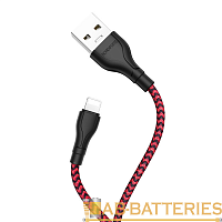Кабель Borofone BX39 USB (m)-Lightning (m) 1м 2.4A нейлон черный красный (1/360)