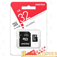 Карта памяти microSD Smartbuy 32GB Class4 4 МБ/сек с адаптером