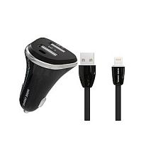 Автомобильное З/У MORE CHOICE AC22i 2USB 2.4A с кабелем Lightning черный 