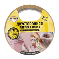 Клейкая лента Aviora 50мм*10м двусторонняя ШБ 0.11мм белый (1/36)