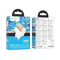 Сетевое З/У HOCO CS73A 1USB+1Type-C 3.0A 30W QC3.0 белый (1/32/192)