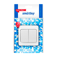 Выключатель Smartbuy "Марс" 2-клав.10A керамика белый
