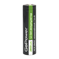 Аккумулятор Li-ion GoPower ICR18650 PC1 3.7V 2800mAh б/з выс.конт. (1/80/160) 