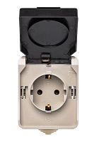 Розетка Smartbuy "Сатурн" 1гн. 16A С/З пластик с крышкой бежевый