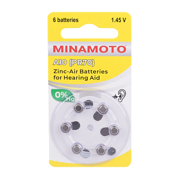 Батарейка Minamoto ZA10 BL6 Zinc Air 1.45V (6/60/600)