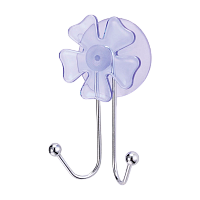 Крючки Рыжий кот W2082G "Цветок" присоска 9.7х3.5см двойной 1шт. синий (1/10/50)