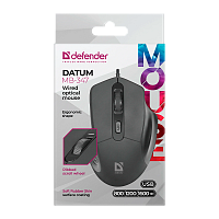 Мышь проводная Defender MB-347 Datum классическая USB черный (1/40)