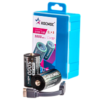 Аккумулятор бытовой Космос R14 C BOX2 Li-ion 3300mAh Type-C (2/10/100)