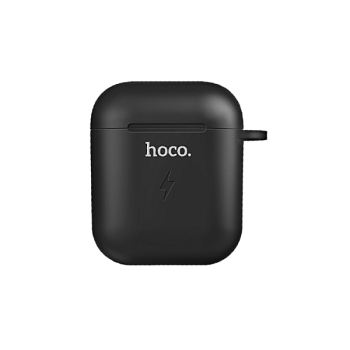 Зарядный чехол HOCO CW22 для Airpods 0.5A силикон беспр. зар. Qi черный (1/22/220)