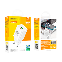 Сетевое З/У GFPower S73PQ 1USB+1Type-C 20W PD,QC белый (1/30/180)
